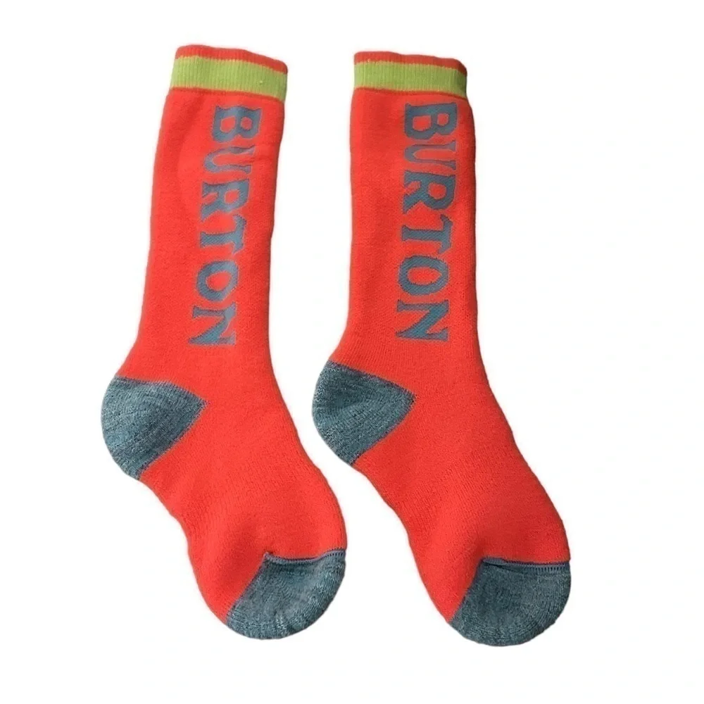 Burton Kids Weekend Midweight Winter Socks S/M Shoe Size 13-1 Orange Grey